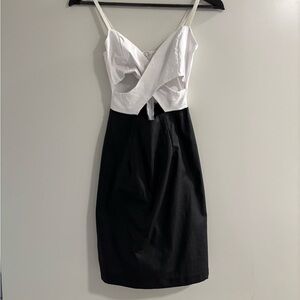 Nasty Gal Black and White Sheath Dress with Sweetheart Neckline